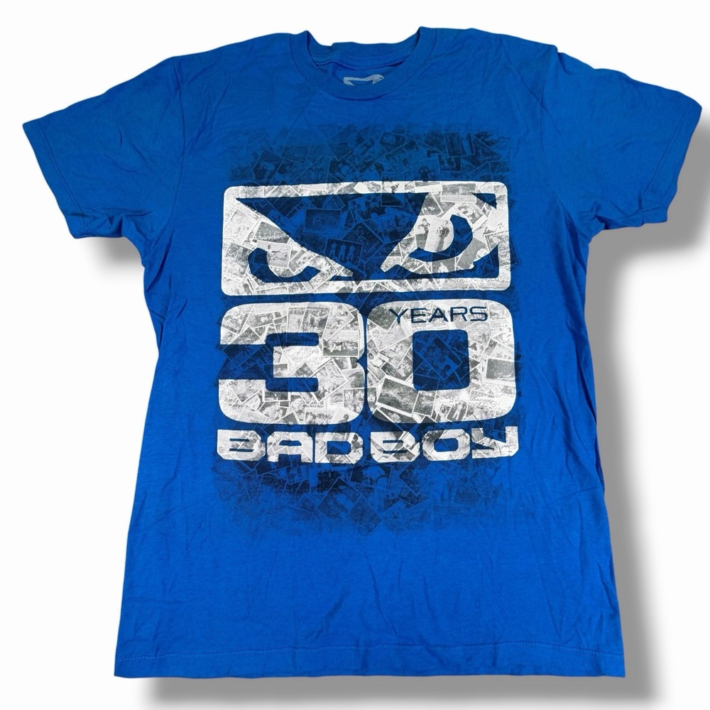 Bad Boy 30th Anniversary Pro Series MMA T Shirt Blue Medium Made USA 2012